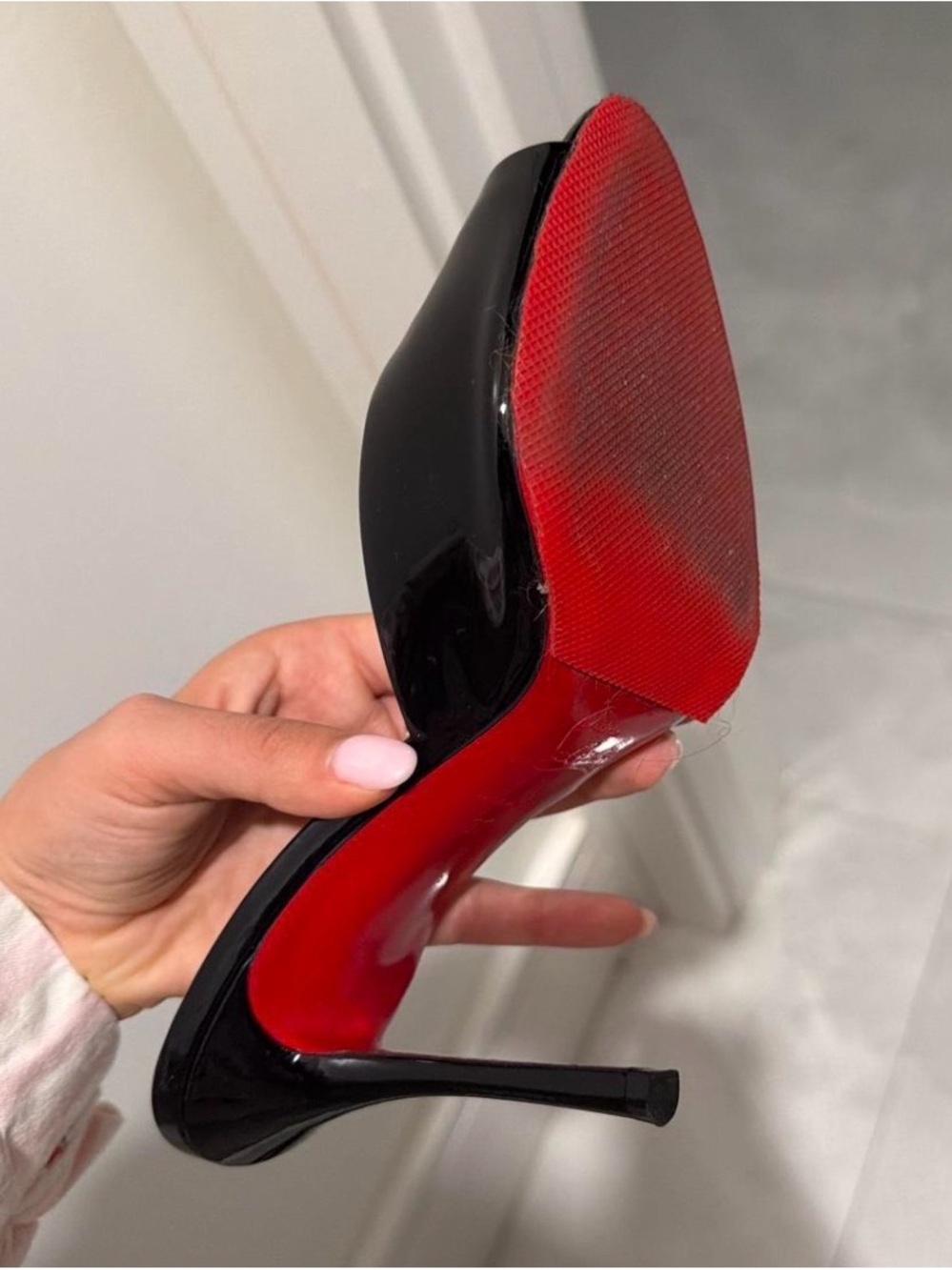 Christian Louboutin Black Patent Open-Toe Stiletto Mule - Picture 3 of 3